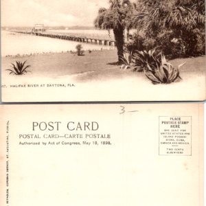 Halifax River Daytona Florida Vintage Sepia Postcard - Image 1