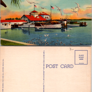 Halifax River Yacht Club Daytona Beach Florida D-34 Vintage Linen Postcard - Image 1