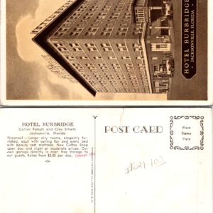 Hotel Burbridge Postcard Jacksonville Florida Sepia - Image 1