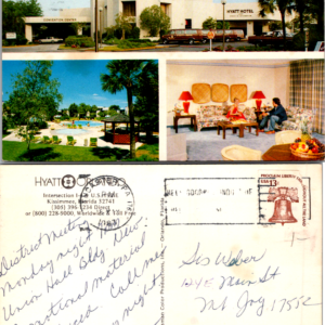 Hyatt Orlando Florida Hotel Pool Interior Exterior Postcard 1976 - Image 1