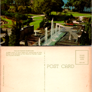 Italian Water Fountains Postcard Cypress Gardens Florida Vintage - Image 1