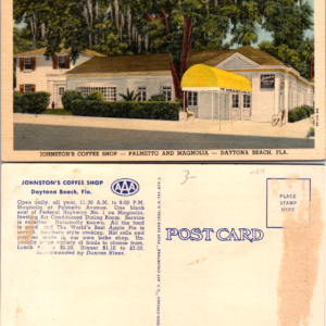 Johnston's Coffee Shop Postcard Daytona Beach Florida Vintage - Image 1