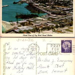 Key West Naval Station Florida Aerial View Postcard 1962 - Image 1