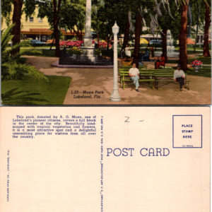 L-23 Munn Park Lakeland Fla Lakeland News Co Curteich-Chicago Vintage - Image 1