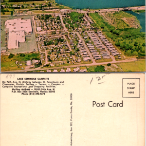 Lake Seminole Campsite Florida Aerial View Postcard Trailers Campers Vintage - Image 1