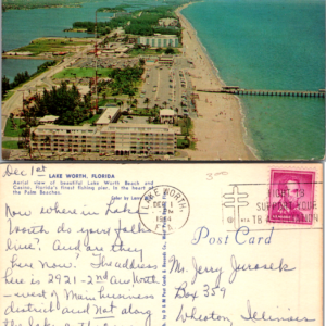 Lake Worth Florida Beach Fishing Pier Postcard Vintage - Image 1