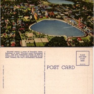 Lakeland Florida Aerial View Postcard L-24 Vintage Picturesque City - Image 1