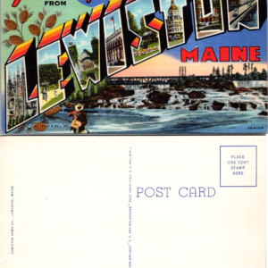 Lewiston Maine Vintage Multicolor Postcard Greetings from - Image 1