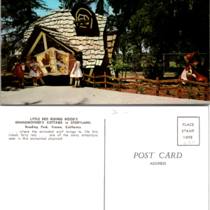 Little Red Riding Hood's Grandmother's Cottage Multicolor Vintage Postcard Fresno California - Image 1