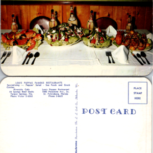 Louis Pappas 1954 Florida Seafood Postcard Vintage - Image 1