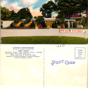 Louise's Restaurant Postcard Jasper Florida Multicolor Vintage - Image 1
