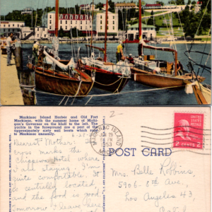 Mackinac Island Harbor Postcard 1953 Multicolor - Image 1
