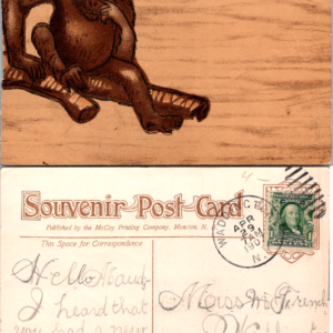 McCoy Printing Company Souvenir Post Card 1907 Monkey Illustration Brown Vintage - Image 1