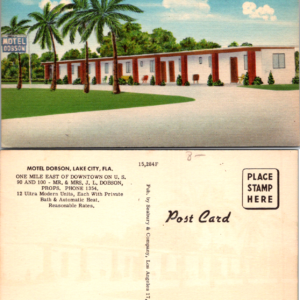 Motel Dobson Lake City Fla Linen Postcard Seabury 15,284F - Image 1
