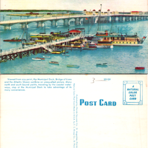 Municipal Dock Bridge of Lions Atlantic Ocean St. Augustine Florida Postcard Vintage - Image 1