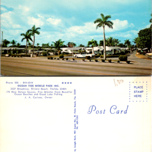 Ocean Tide Mobile Park Postcard Riviera Beach Florida Vintage - Image 1