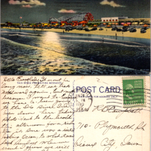 Old Postcard Moon over Jacksonville Beach Florida - Image 1