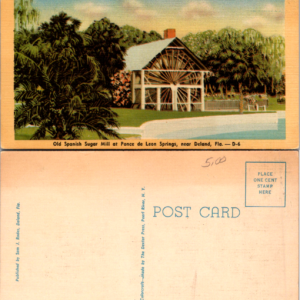 Old Spanish Sugar Mill Postcard Ponce de Leon Springs Deland Florida Vintage - Image 1