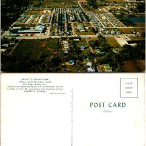 Palmetto Trailer Park Postcard Aerial View Palmetto Florida Vintage - Image 1