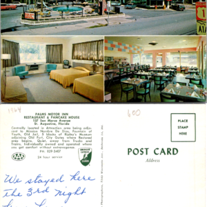 Palms Motor Inn Postcard 1964 St. Augustine Florida Restaurant Pancake House - Image 1