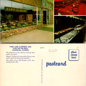 Park Lane Cafeteria Cafe on the Mall Lauderhill Florida Postcard - Image 1