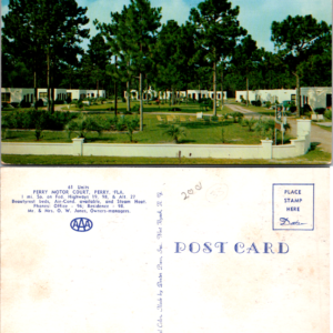 Perry Motor Court Florida Vintage Postcard - Image 1
