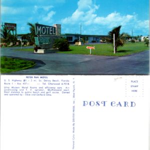Peter Pan Motel Delray Beach Florida Postcard O'Brien Color Studios 2131B - Image 1