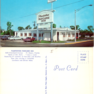 Plantation Pancake Inn Postcard Ft. Myers Florida Vintage Pancakes Sign - Image 1
