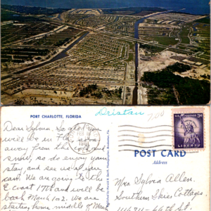 Port Charlotte Florida 1961 Aerial View Postcard with Handwritten Message - Image 1
