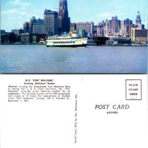 Port Welcome Postcard Baltimore Harbor Cruising Multicolor Vintage - Image 1