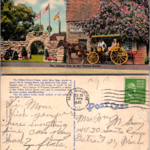 Postcard St. Augustine Florida Oldest School House 1945 Multicolor - Image 1