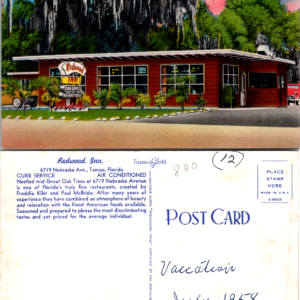 Redwood Inn Tampa Florida Postcard Curb Service Air Conditioned Vintage Ephemera - Image 1