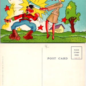 Vintage Asheville Comic Postcard We're Giving 'Em a Big Wac Cartoon - Image 1