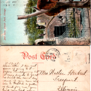 Vintage Bear Cave Lincoln Park Chicago Postcard 1908 Handwritten - Image 1