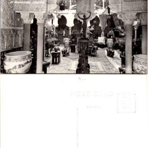 Vintage Black and White Postcard Court of Lions Alhambra Museum St Augustine Florida - Image 1