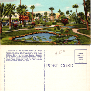 Vintage Daytona Beach Florida Waterfront Park Beach Street Postcard - Image 1