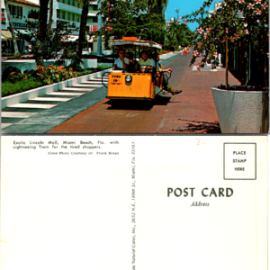Vintage Lincoln Mall Miami Beach Postcard Sightseeing Tram Multicolor - Image 1
