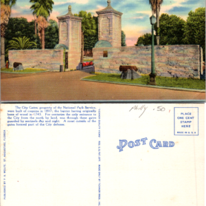 Vintage Postcard Old City Gates St. Augustine Florida - Image 1