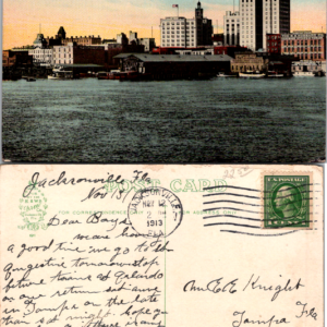 Water Front Foot of Laura Street Jacksonville Fla 1913 Postcard - Image 1