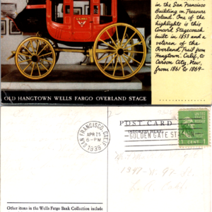 Wells Fargo Overland Stagecoach Postcard San Francisco 1939 Multicolor - Image 1
