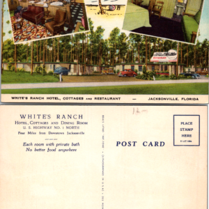 White's Ranch Hotel Jacksonville Florida Linen Postcard Vintage - Image 1