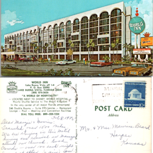 World Inn Lake Buena Vista Florida Postcard 1978 Vintage - Image 1